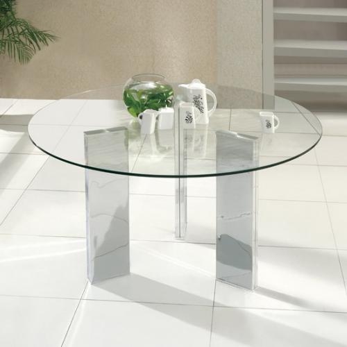 Mesa de comedor redonda en vidrio y cromo en madrid, españa muebles
